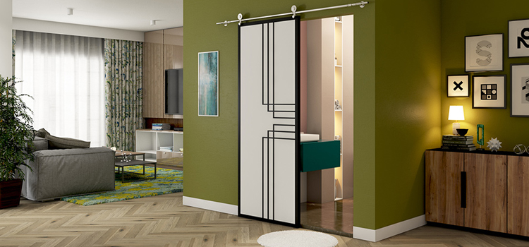sliding bathroom door installation in Alta Sierra